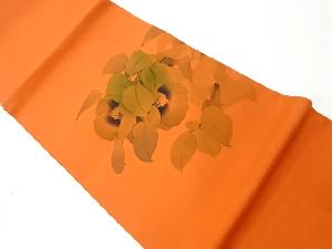 リサイクル　作家物　塩瀬椿模様開き名古屋帯（額縁仕立て）